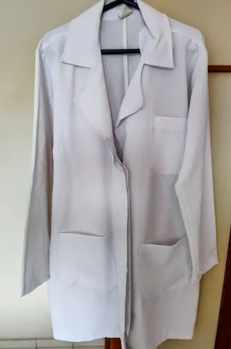 Jaleco Oxford Unissex Manga Longa Gola 3 Bolsos Uniforme