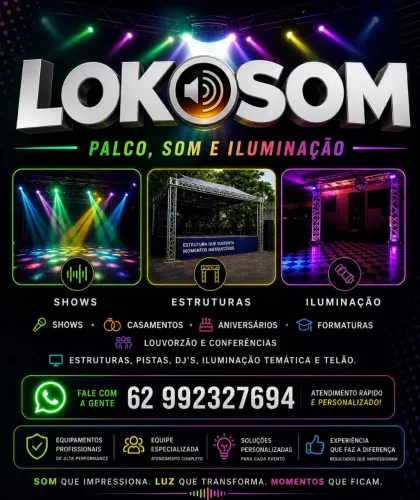 Locação de som,palco e iluminação.
