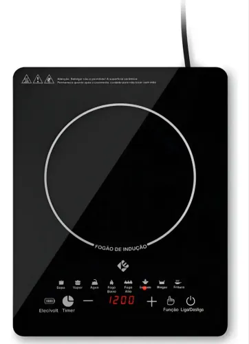 Cooktop De Indução 1 Boca Preto Com Trava De Segurança Painel Touch Screen