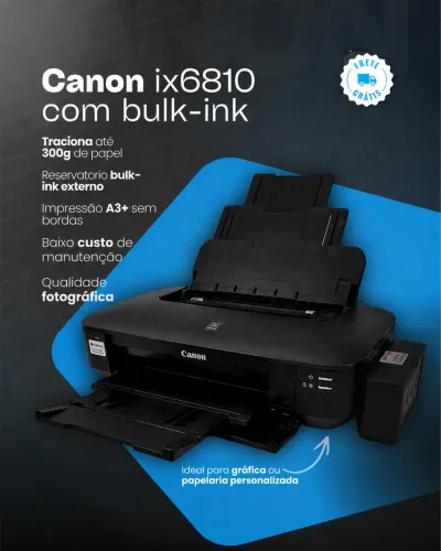 Canon PIXMA iX6810 A3+ com Bulk Ink Corante - Nova | Pronta para Uso