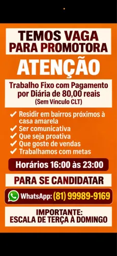 VAGA PARA PROMOTORA