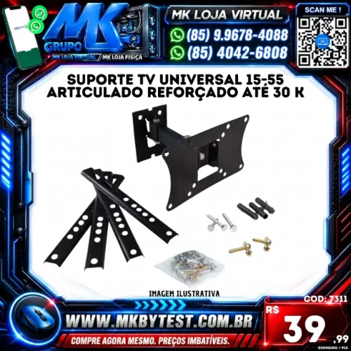 Suporte TV Universal 15-55 Articulado Reforçado Até 30 K