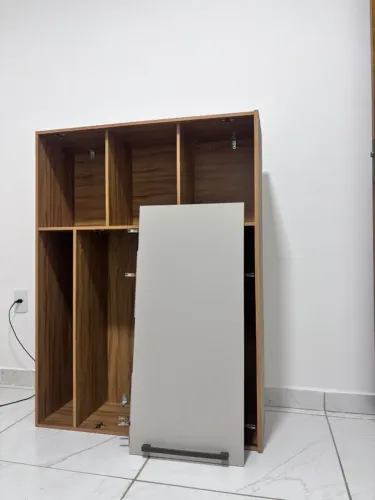 Armário Aéreo de Cozinha 120cm 3 Portas Vidro Reflecta e Nicho 100% MDF