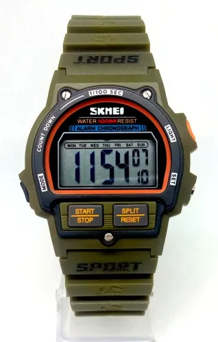 Skmei estilo Timex Ironman Triathlon anos 80 - Verde Oliva - Fitness Academia