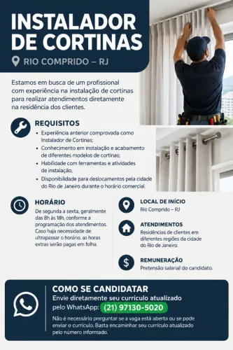 Vaga para Instalador de Cortina