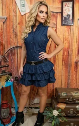 Vestido jeans s/elastano anjuss M/G