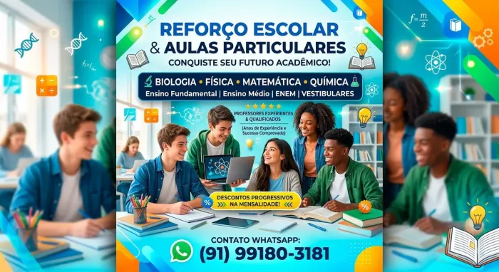 Aulas particulares e reforço escolar - Biologia, Física, Matemática e Química