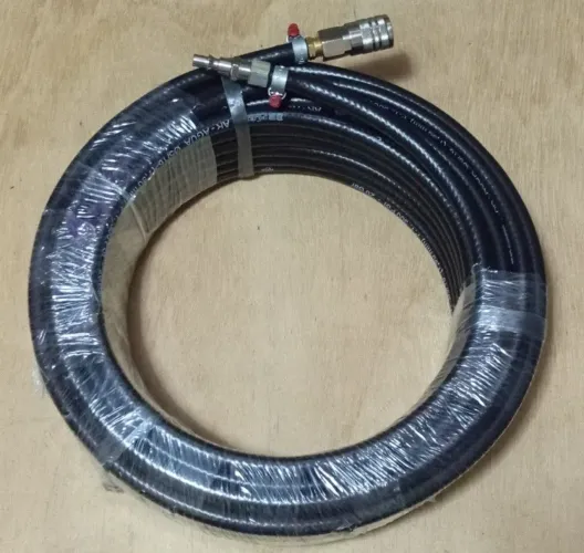 MANGUEIRA 10M BORRACHA PARA COMPRESSOR/PISTOLA E FERRAMENTAS PNEUMÁTICO COM ENGATES 