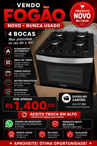 Fogão 4 bocas novo 