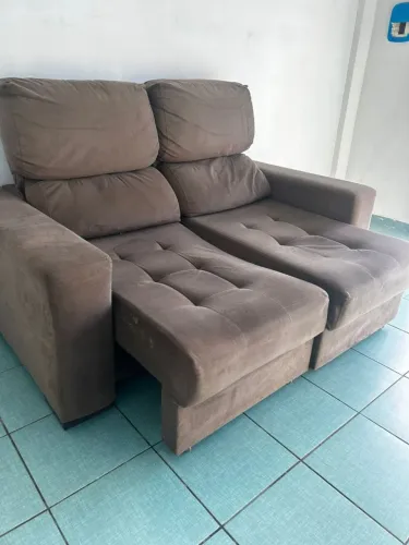 Sofá de luxo em Suede retratil e reclinável entrego