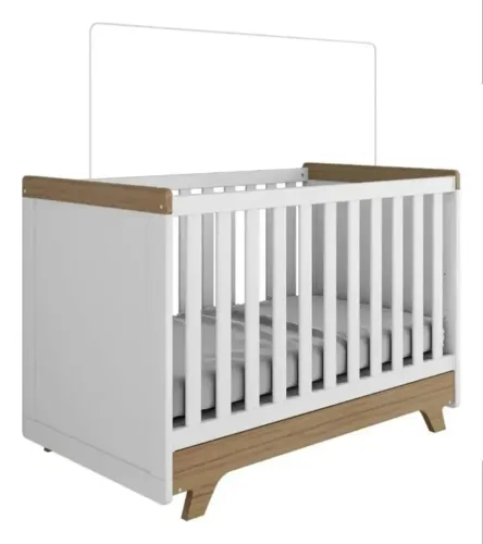 Berço Minicama Americano Retrô Peroba cor:Branco/Carvalho