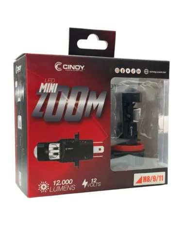 Kit Led Cinoy H11 Canhão Mini Projetor 1:1 12000 Lumens