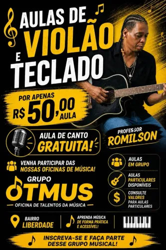 Aula de Violão, Teclado e Técnica Vocal