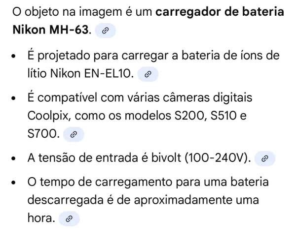 Carregador bateria Nikon