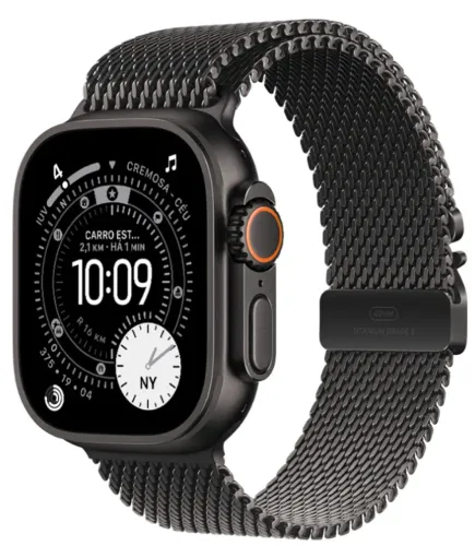 Apple Watch Ultra 3 Gps+ Cellular 49mm Pulseira Milanês M Preto Milanês Preto Titânio