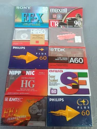 Fita k7 cassete sony maxell philips aiwa tdk lote 10 fitas lacradas