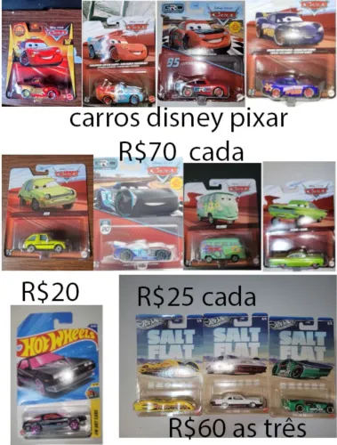 Miniaturas carrinhos hot wheels disney pixar cars