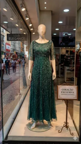 VESTIDO VERDE ESMERALDA BRILHANTE