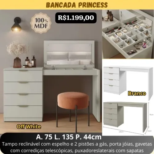 Penteadeira Princess 100%MDF