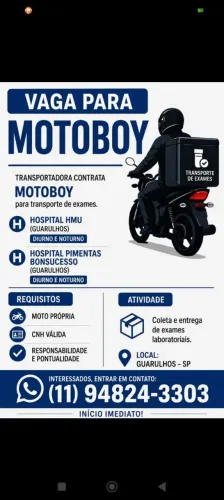 Preciso de motoboy início imediato