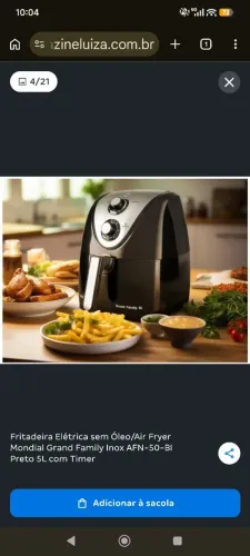Air Fryer Mondial Grand Family Inox - Preto 5L com Timer
