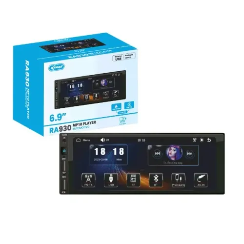 Central Multimídia Tela 6,9" LCD Bluetooth 5.0 USB android/apple car
