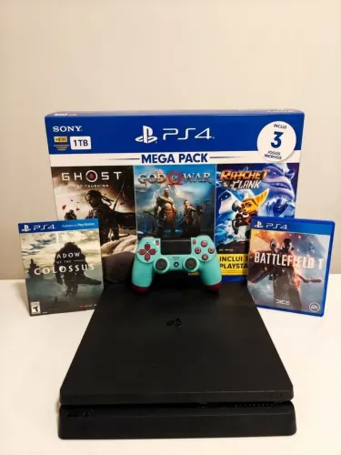 PS4 SLIM 1TB + 16 JOGOS + Controle edição especial