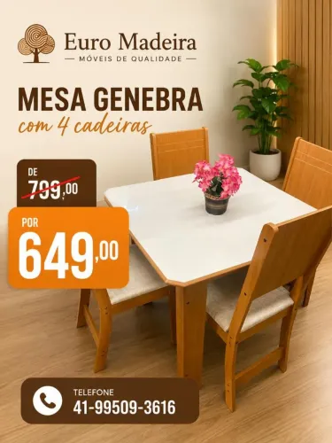 Mesa Genebra com 4 cadeiras - Novo