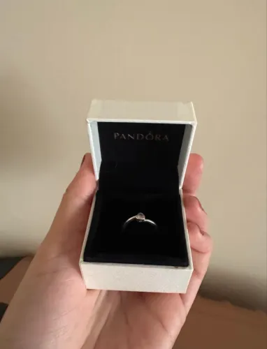 Anel Pandora Solitário Coração Inclinado. Tamanho 12 (50 na europa)