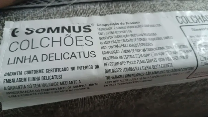 Colchão para berço portátil 