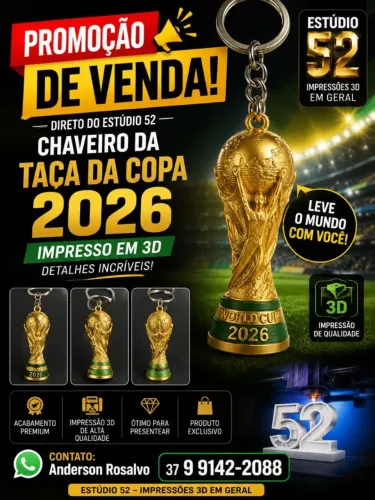 Chaveiros mini taça da copa do mundo (Trabalhos em impressão 3D)