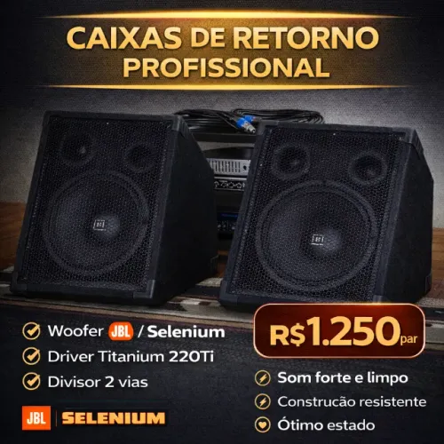Caixas de Retorno Profissional 12" JBL Selenium + Driver Titanium+ divisor 2 vias
