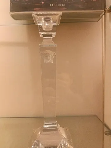 Par de Castiçais Versace Rosenthal Medusa Lumière em Cristal - 26,5 cm