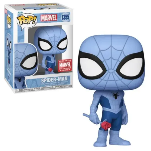 Funko Pop! Marvel Collector Corps Exclusive: Spider-Man Blue Homem-Aranha com a Flor #1355