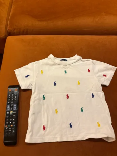 Camiseta Infantil Polo Ralph Lauren Original 2T Branca com Logos Coloridos