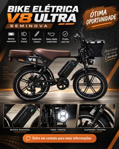 Bicicleta Elétrica V8 Semi Nova 23km rodados
