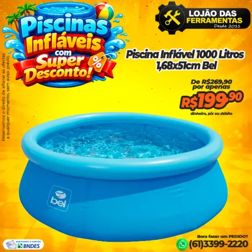 Piscina Inflável 1000 Litros 1,68x51cm Bel
