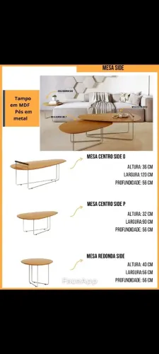 Mesa side. 3 modelos f.a