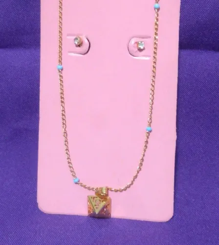 conjunto colar e brinco cores do céu