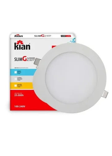 Luminaria Led Kian Embutir Redonda 18W Slim (Luz Branca morna )