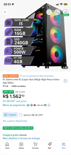 PC GAMER (pouco usado) detalhes na descrição