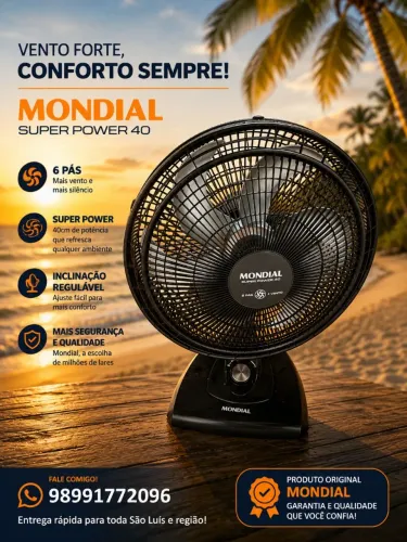 Ventilador MONDIAL 40cm Novo