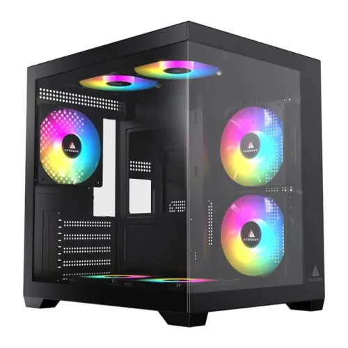 Gabinete Acegeek Neptune, Mid-Tower, Lateral Vidro, Sem Fans/Coolers, Preto, Novo, Lacrad
