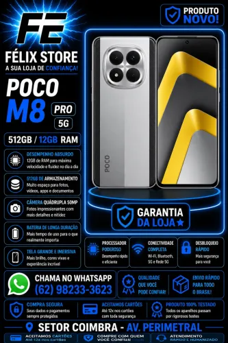 Poco M8 Pro 5G 512GB 12GB RAM | Garantia da Loja | FÉLIX STORE Goiânia