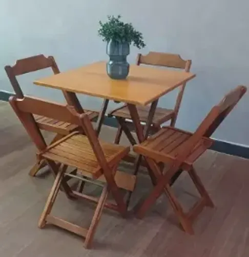 Jogo de mesa com cadeira de madeira 70x70