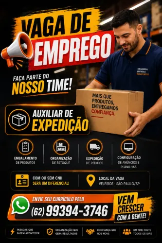'? VAGA DE EMPREGO - AUXILIAR DE EXPEDIÇÃO'