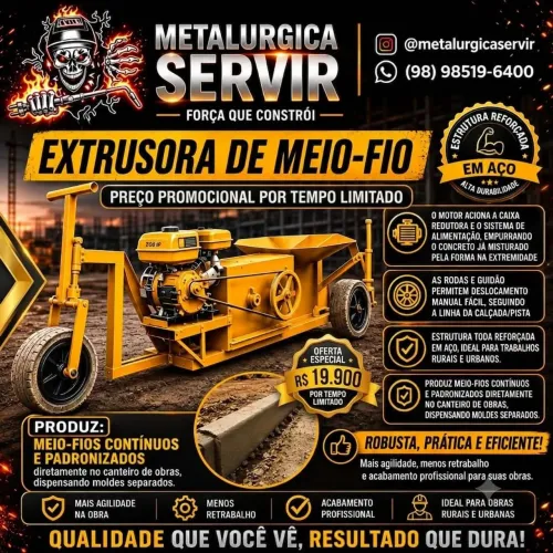 FABRICAMOS EXTRUSORAS DE MEIO-FIO SOB ENCOMENDA!!!!