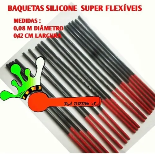 Baquetas silicone flexível percussão música