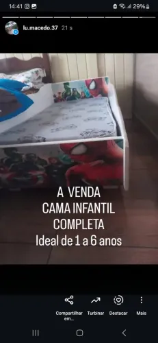 Cama infantil vingadores de 1 à 6 anos com colchão em bom estado pegar no local