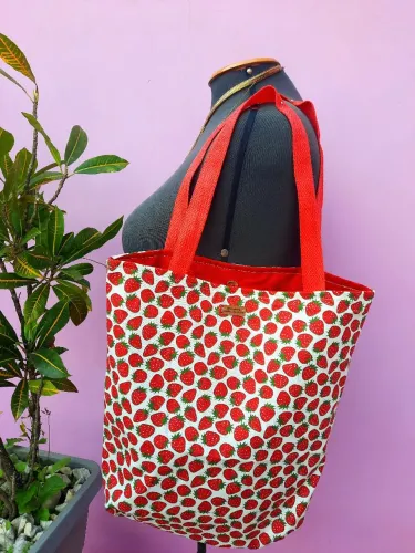 Bolsa Ecológica/ Ecobag Artesanal Grande/ Morangos